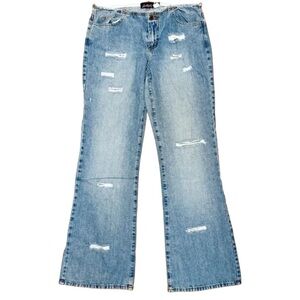 Spoiled Girl 90’s Y2K Purpose Rip Torn Distressed Grunge Punk Flare Blue Jeans